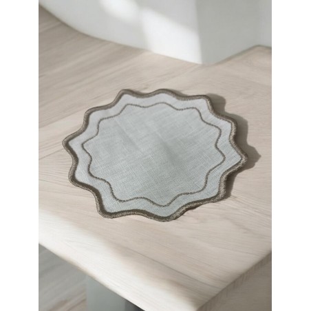 Set 4 pañitos lino pan blanco ESTRELLA beig