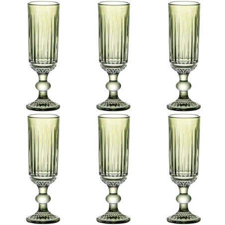 Set 6 copas cava rayado verde