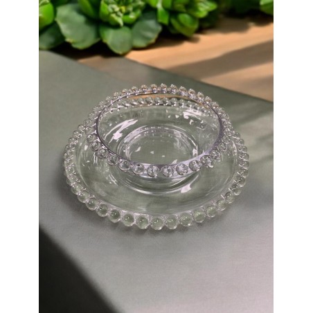 Set de 6 platos de vidrio collier 18.5 cm