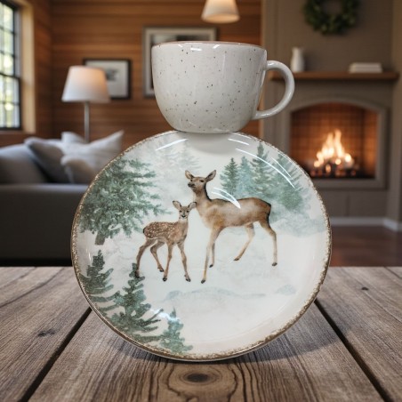 Juego de 4 tazas y platos decorados MAGICAL