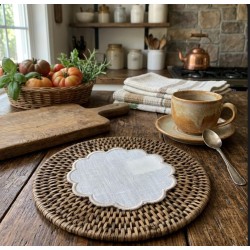 Set 6 pañitos lino pan blanco